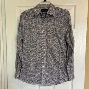 Nick Graham men’s white paisley long sleeve button down shirt size small